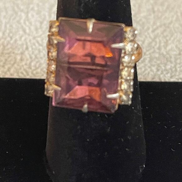 Ring costume jewelry large amethyst - Picture 2 of 9